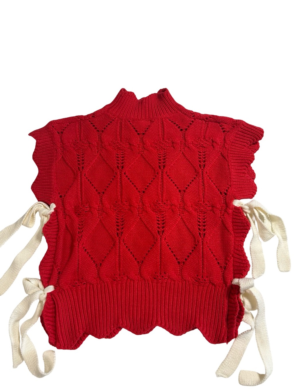 &merci Red Cable Knit Side-Tie
Mock Neck Sweater Vest - Picture 5 of 8
